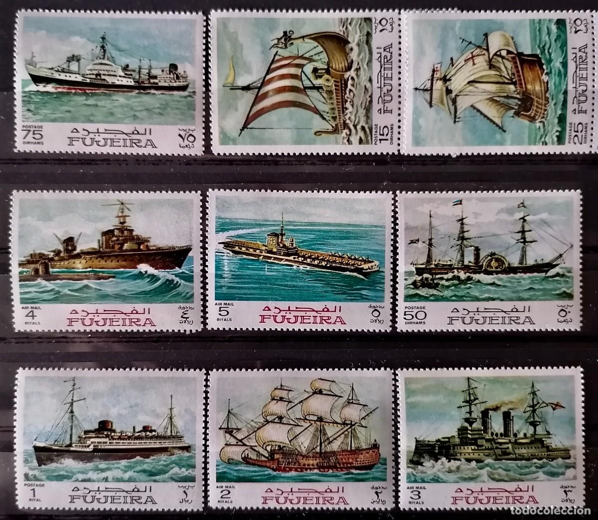 Sellos: FUJEIRA 1968 - HISTORIA NAVAL ( 2 Series ) =