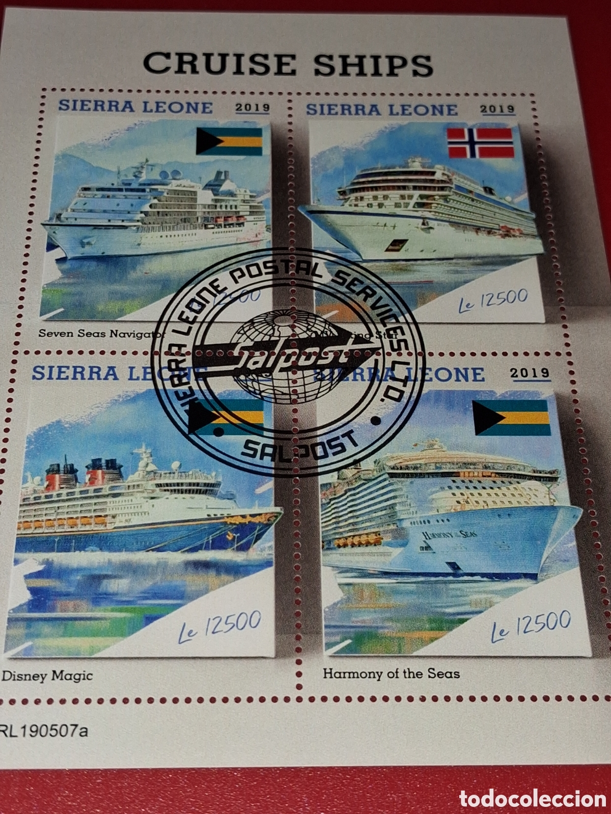 Sellos: HB Sierra Leona mtdo 2019. Crucero. Barco. Transatl&aacute;ntico. Turismo. Navio. Buque. Bamderas