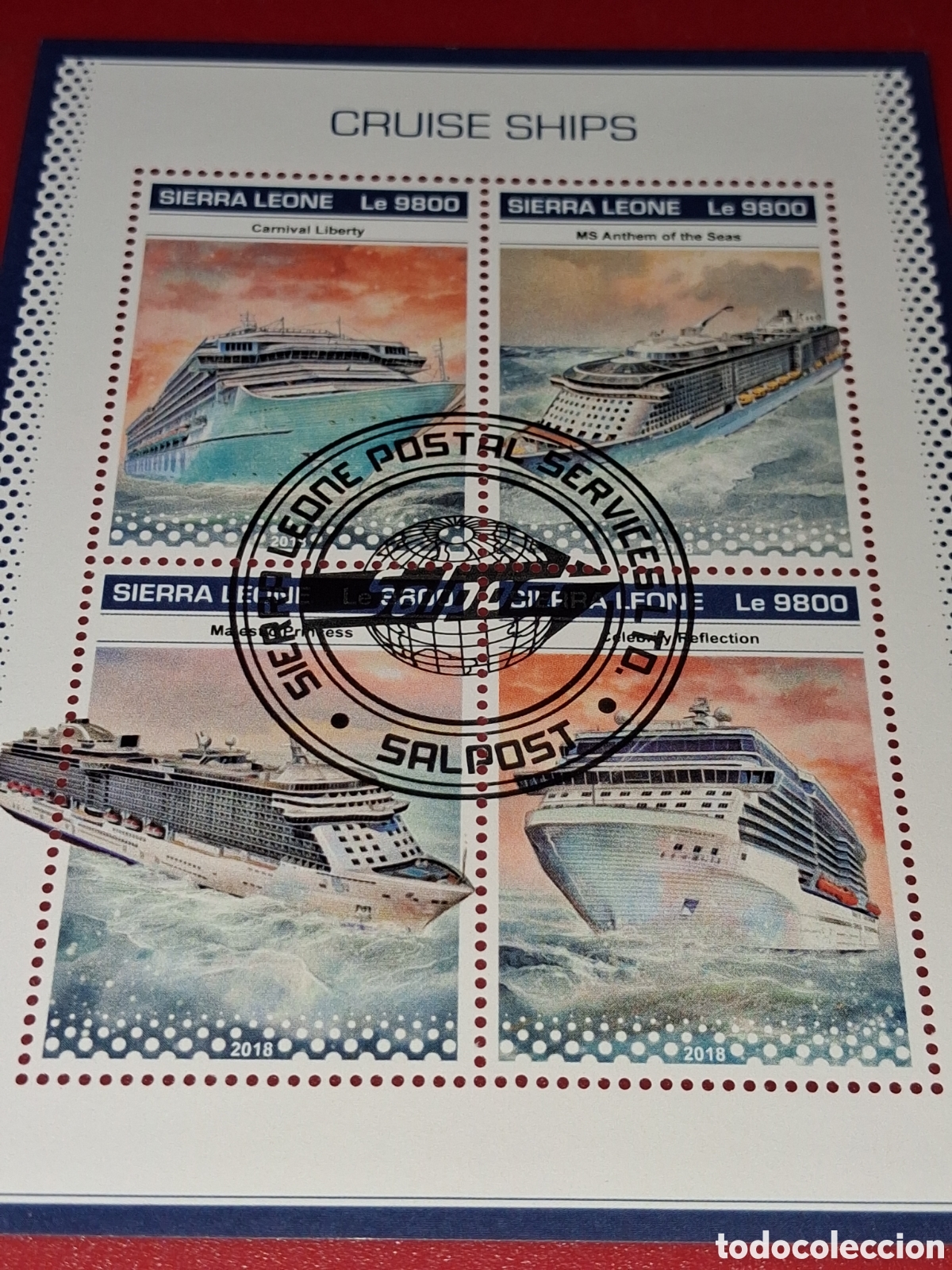 Sellos: HB Sierra Leona mtdo 2018. Crucero. Barco. Transatl&aacute;ntico. Turismo. Navio. Buque.