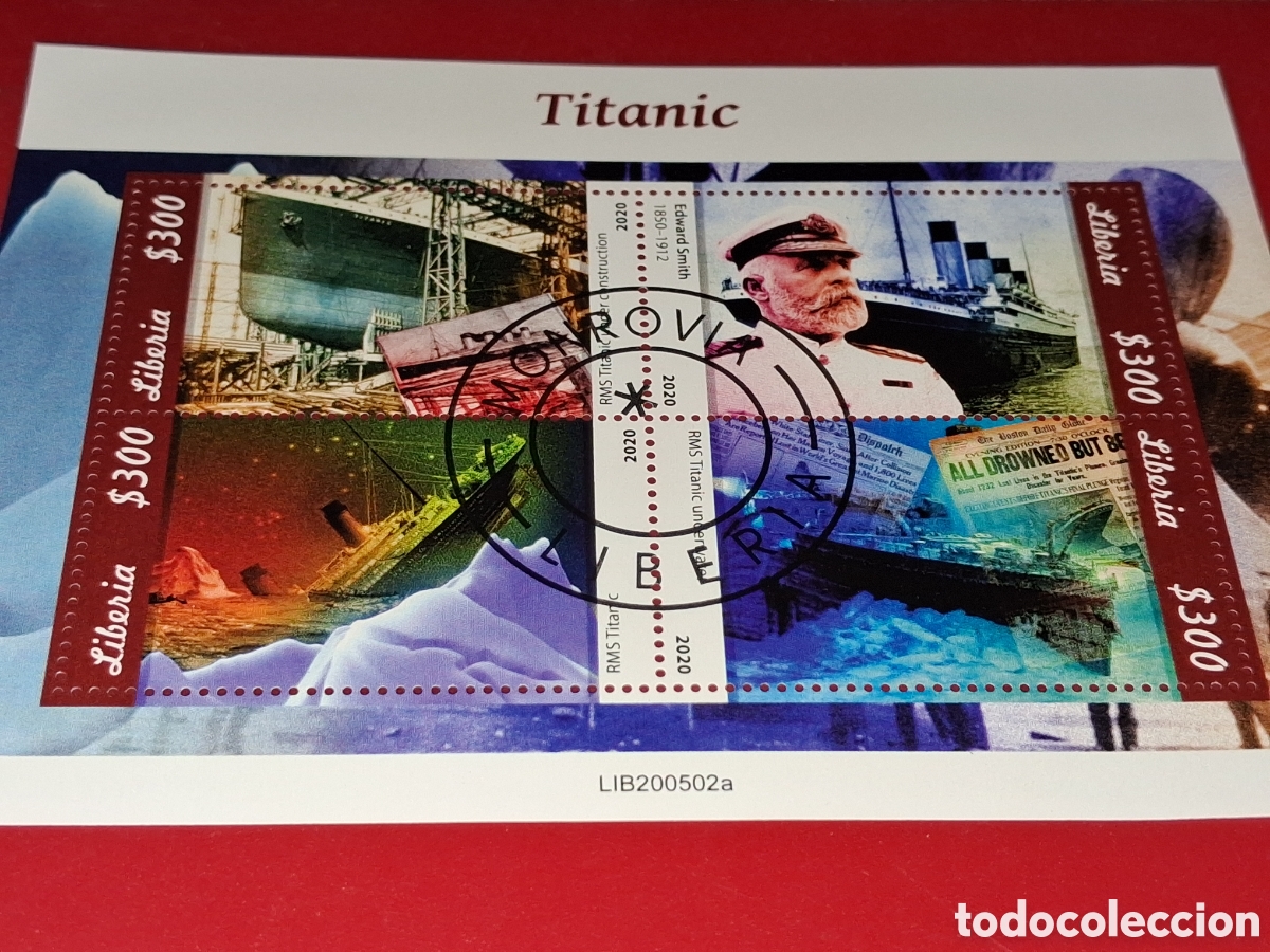 Sellos: HB Liberia mtdo 2020. Barco. Crucero. Titanic. Cat&aacute;strofes. Buque. Navio. Historia.