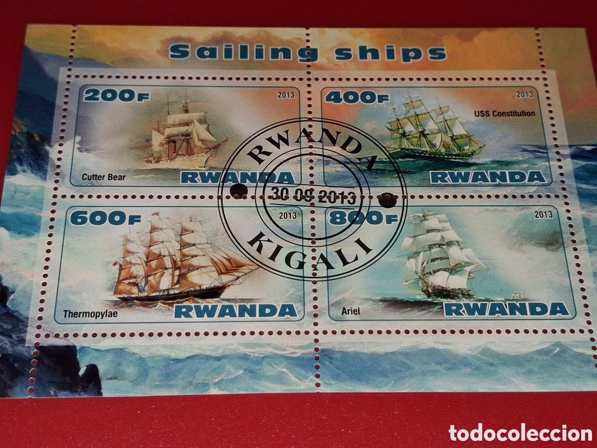 Sellos: HB Ruanda mtoa 2013. Veleros. Barcos. Naci&oacute;. Buque.