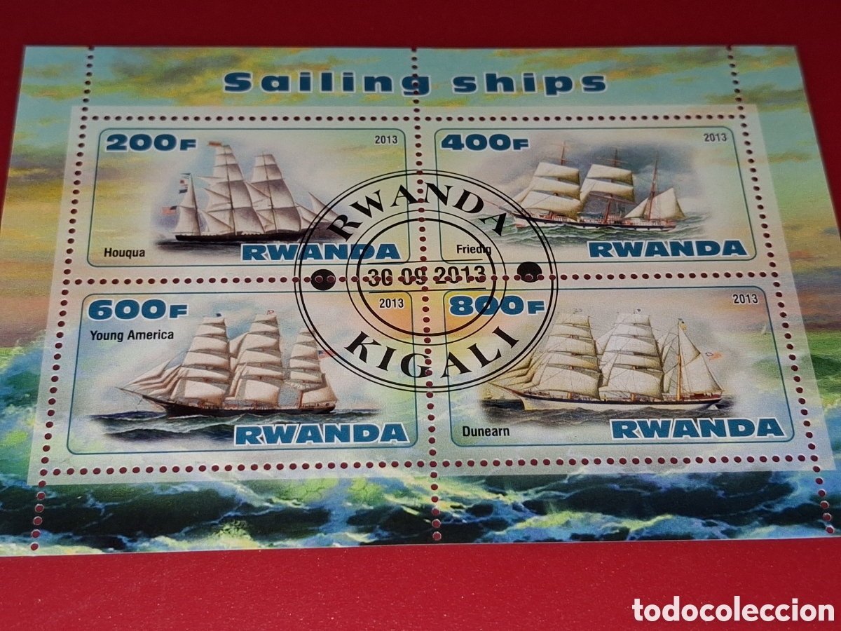 Sellos: HB Ruanda mtoa 2013. Veleros. Barcos. Naci&oacute;. Buque. Flota