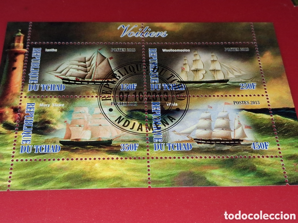 Sellos: HB Chad mtdo 2013. Barcos. Veleros. Naci&oacute;. Flote. Militar.