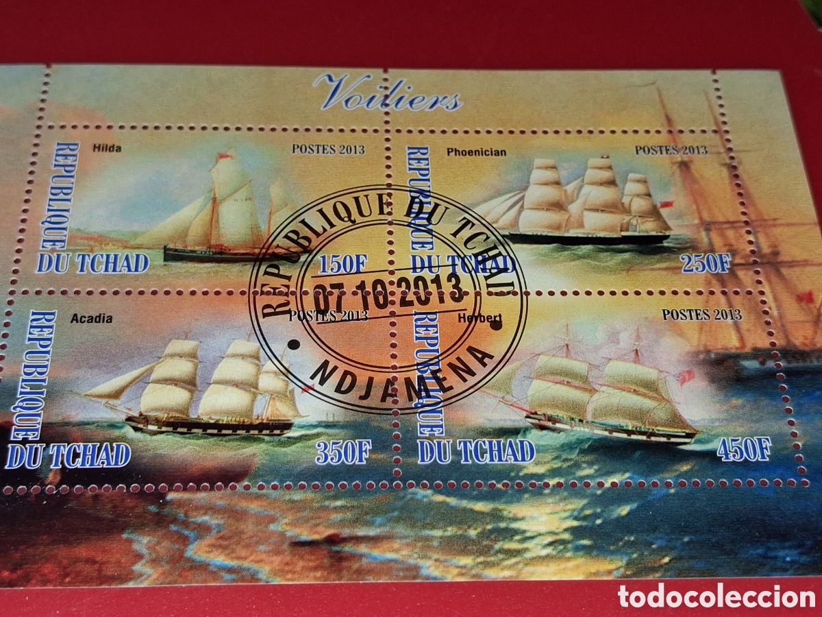 Sellos: HB Chad mtdo 2013. Barcos. Veleros. Naci&oacute;. Flote. Militar.