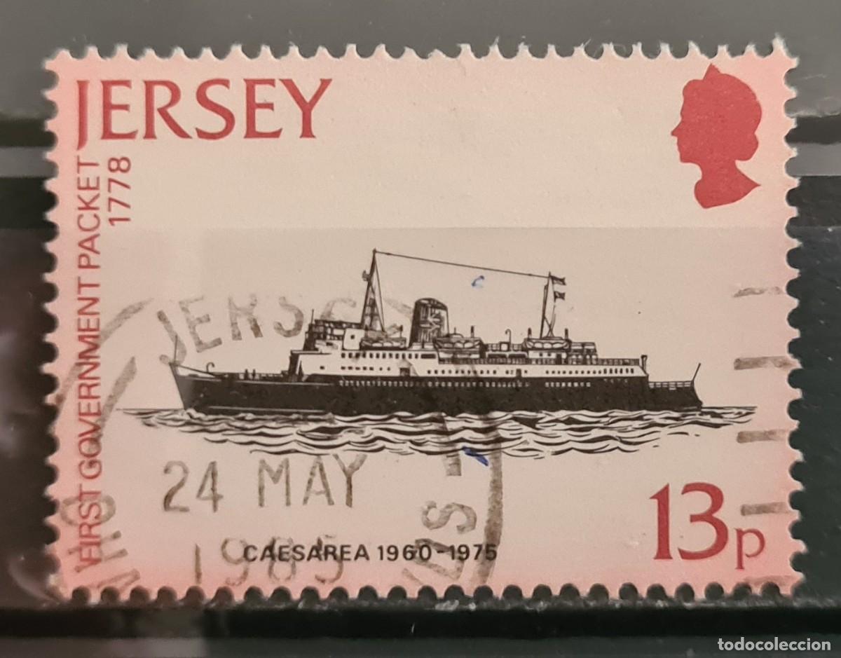 Sellos: Sello usado de Jersey 1978: Bicentenario del primer servicio postal por barco de correos