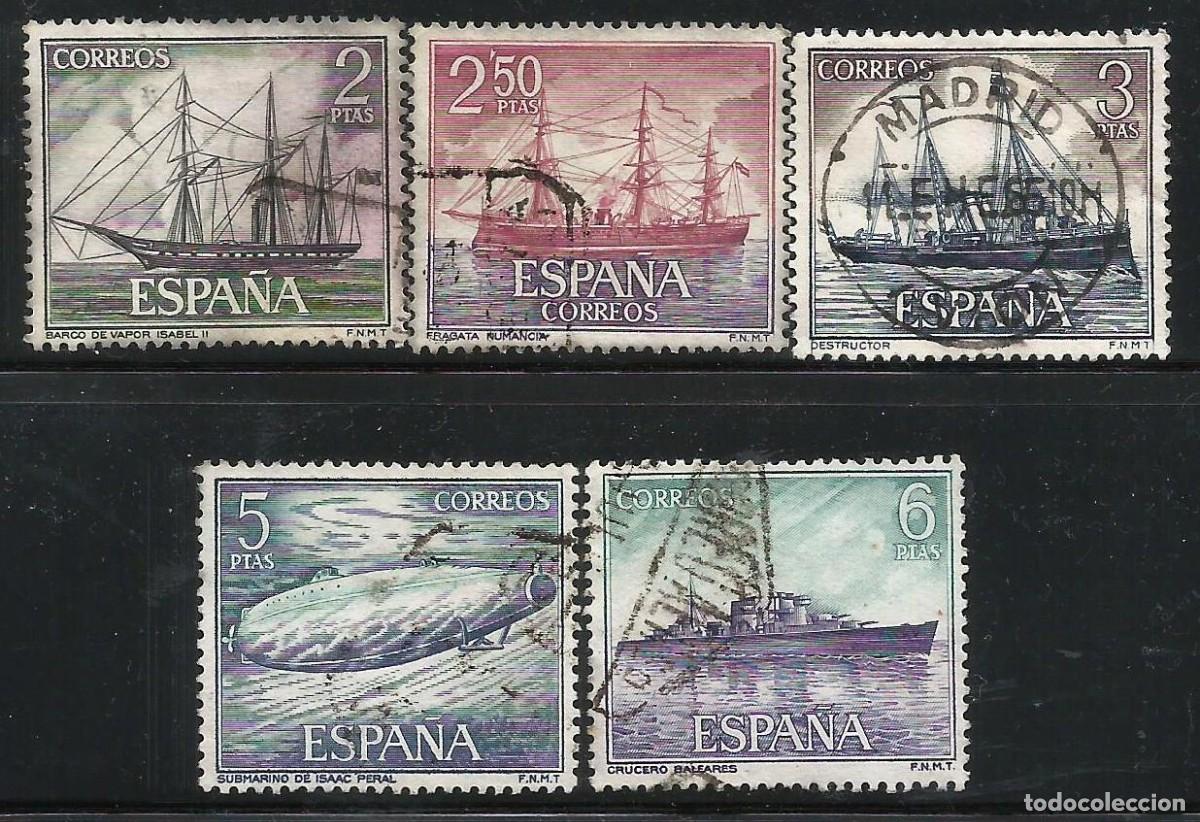 Sellos: Espa&ntilde;a. 1964. Lote de 5 sellos diferentes de Barcos