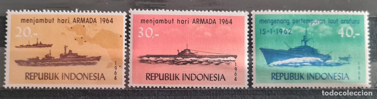 Francobolli: Serie completa de sellos nuevos de Indonesia 1964: Marina nacional