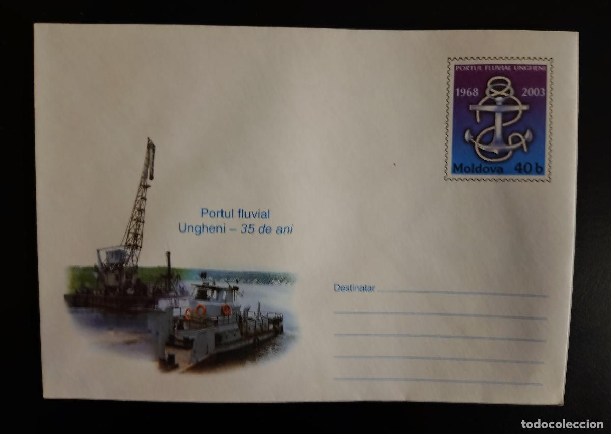 Sellos: Moldavia 2003 entero postal Puerto fluvial Ungheni 35 a&ntilde;os ancla 40b nuevo