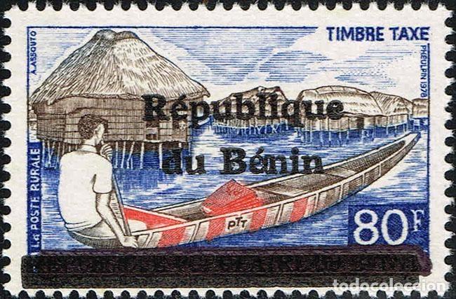 Selos: Ben&iacute;n 1990 Mi. 16 Portomarke sobrecargado tasa piragua pueblo lacustre