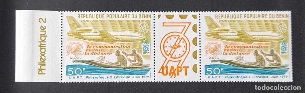 Sellos: Ben&iacute;n 1979 Mi. 184-185 Philexafrique 2 UAPT avi&oacute;n piragua sat&eacute;lite