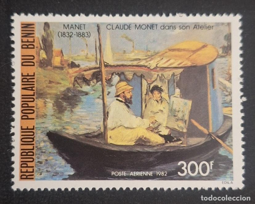 Sellos: Ben&iacute;n 1982 Mi. 303 Manet Claude Monet taller pintura barco