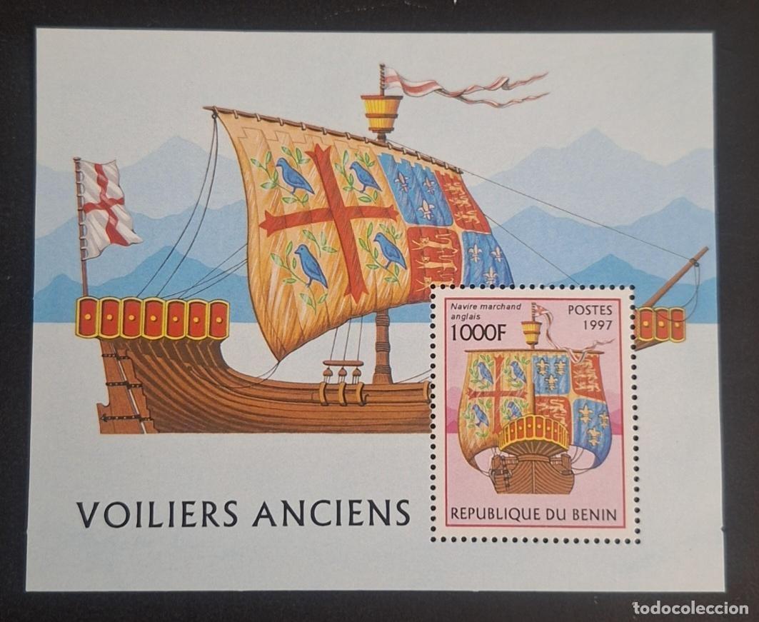 Sellos: Ben&iacute;n 1997 Mi. Bl. 33 Veleros antiguos barco mercante ingl&eacute;s