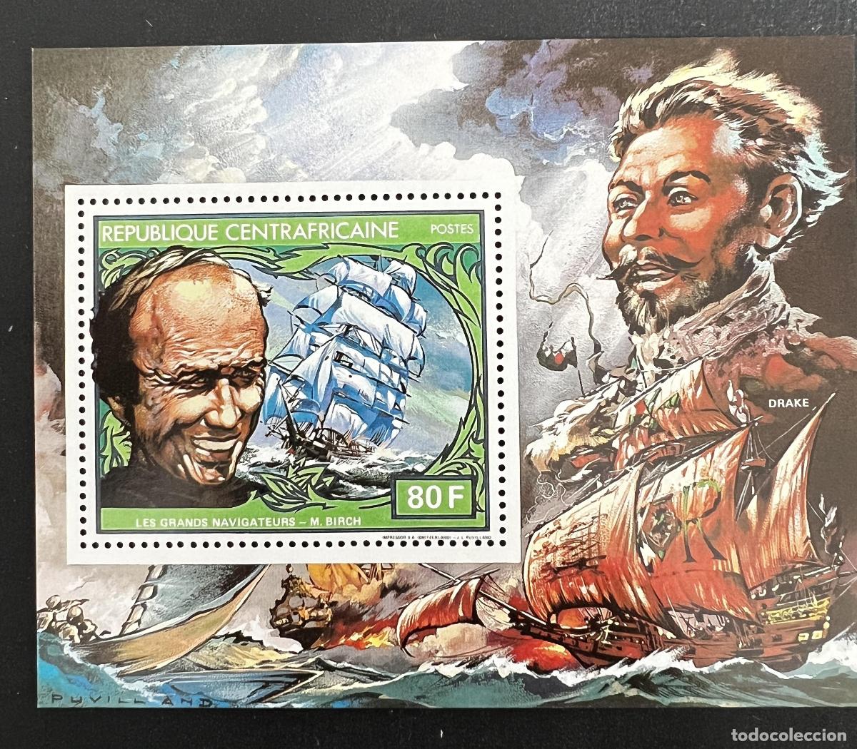Sellos: Centro&aacute;frica 1981 Mi. 770 navegantes Drake Birch veleros barcos