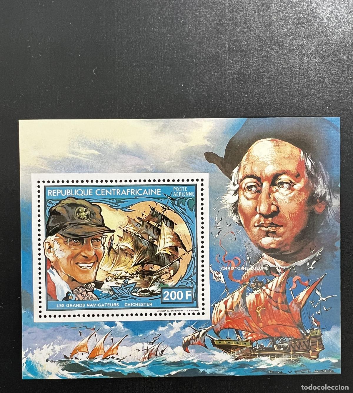 Sellos: Rep&uacute;blica Centroafricana 1981 Mi. 772 navegantes Chichester Col&oacute;n veleros