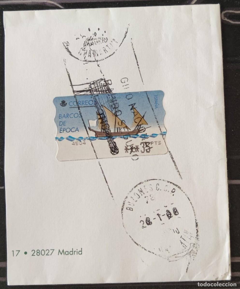 Sellos: SELLO ETIQUETA ATM CORREOS ESPA&Ntilde;A BARCOS DE &Eacute;POCA - PAPIRO DE LIBIA 35 PTS (MATASELLOS 2000)
