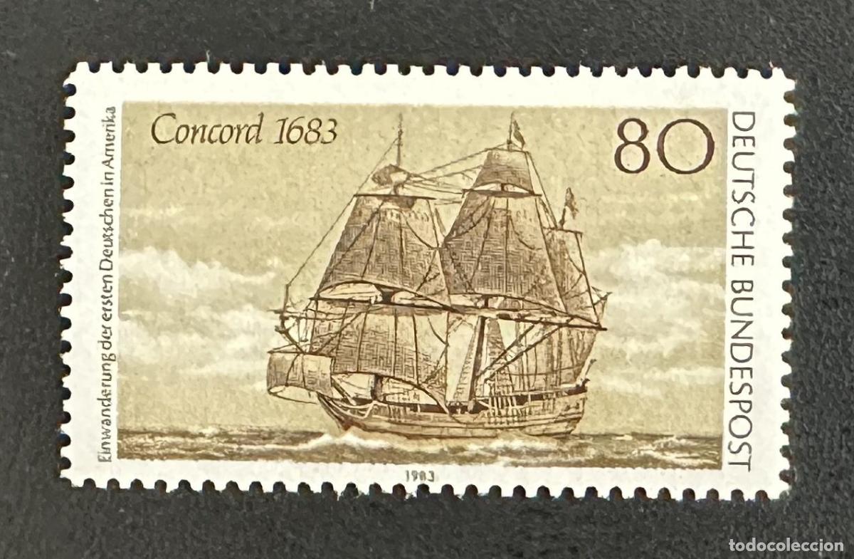 Sellos: Alemania 1983 Mi. 1180 emisi&oacute;n conjunta Concord 1683 velero barco