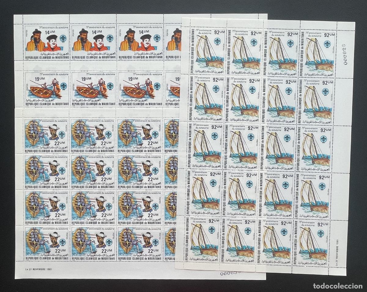 Sellos: Mauritania 1982 YT 496-499 bloque escultismo barcos veleros
