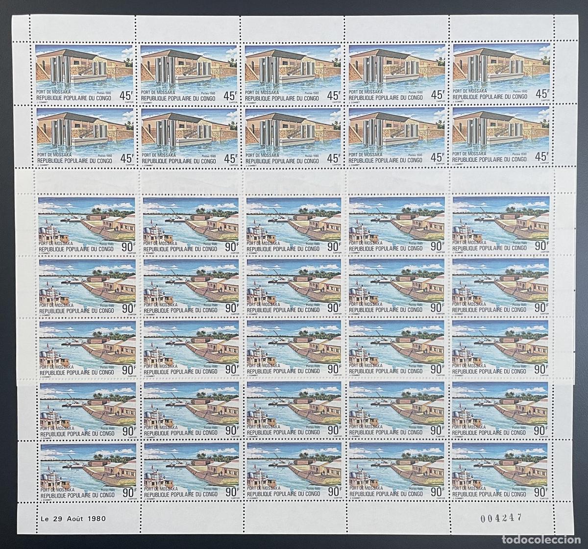 Briefmarken: Congo 1980 YT 591-592 puerto tabl&oacute;n Mossaka arquitectura moderna