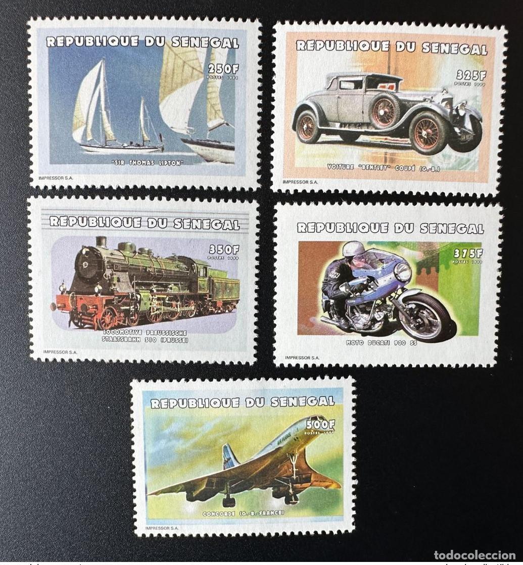 Sellos: Senegal 1999 Mi. 1708 - 1712 Transportes velero Bentley Train Ducati Concorde