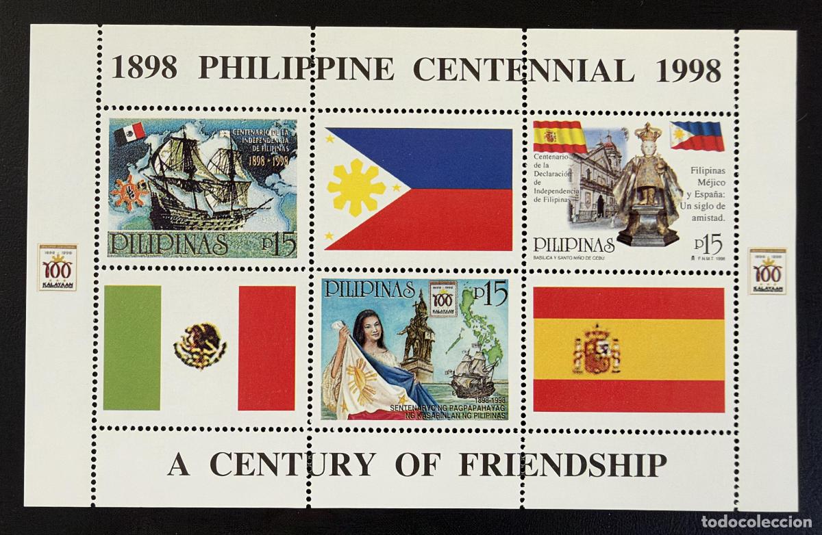 Sellos: Filipinas 1998 Mi. Bl. 122 emisi&oacute;n conjunta centenario independencia