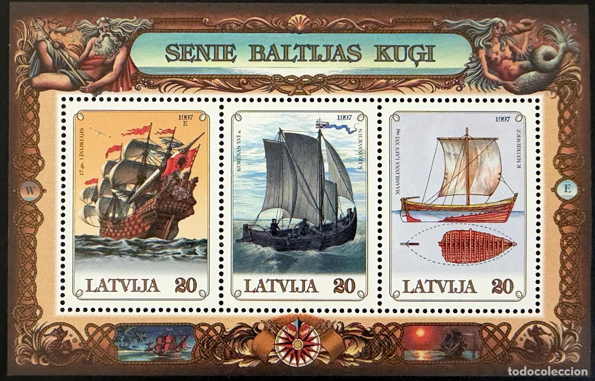 Sellos: Letonia 1997 Mi. Bl. 11 emisi&oacute;n conjunta barcos antiguos B&aacute;ltico