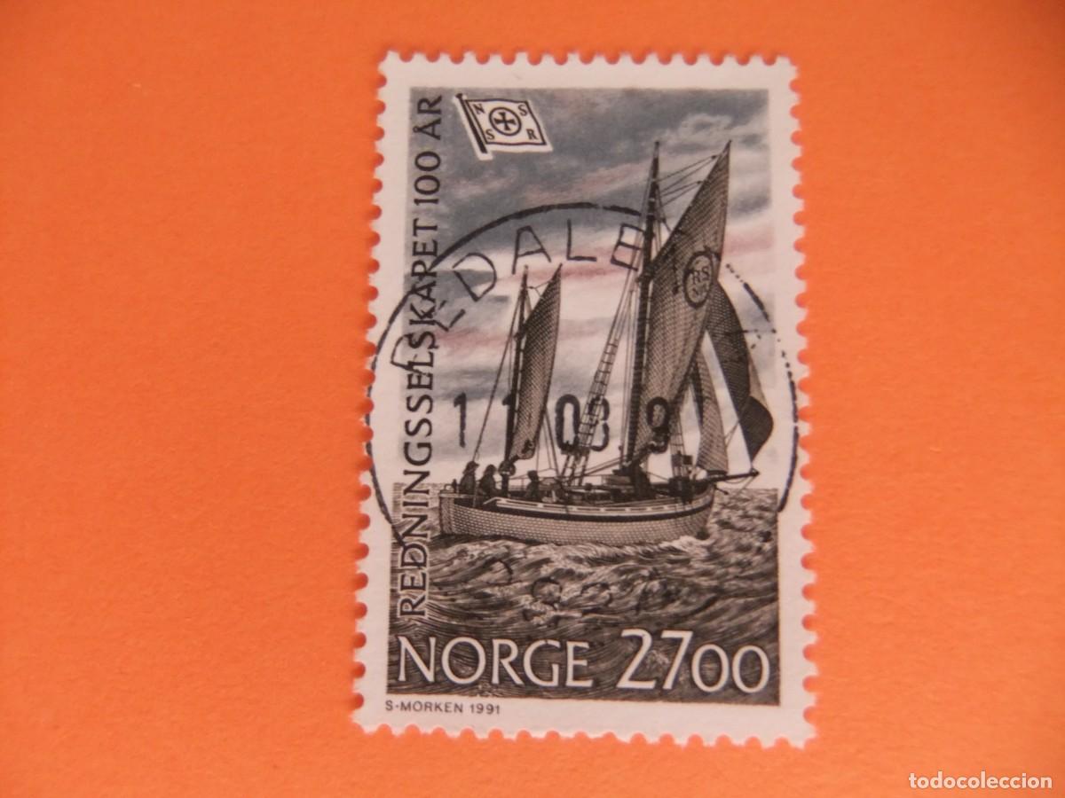 Sellos: 59 NORUEGA NORGE 1991 / PRIMER VELERO de SALVAMENTO ( COLIN ARCHER ) / YVERT 1024 FU