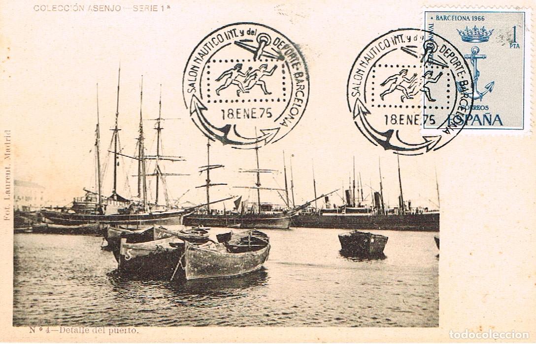 Sellos: A&Ntilde;O 1975, SALON NAUTICO DE BARCELONA EN TARJETA ANTIGUA principios siglo XX