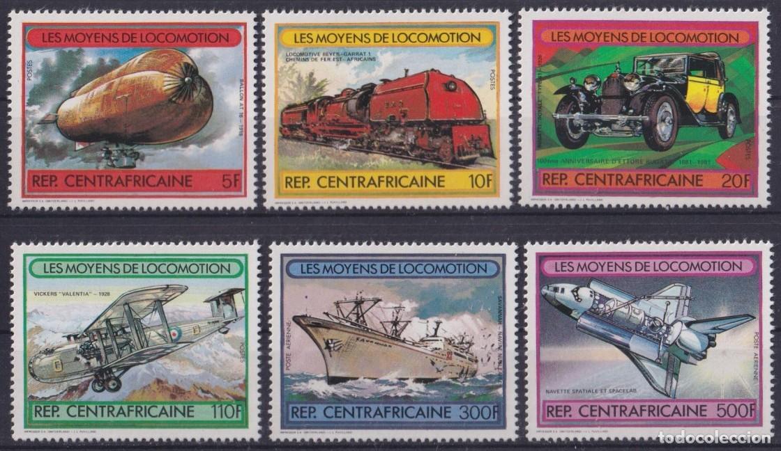 Briefmarken: F-EX63494 CENTRAL AFRICA MNH 1982 TRANSPORTS RAILROAD CAR SHIP AIRPLANE AVION.
