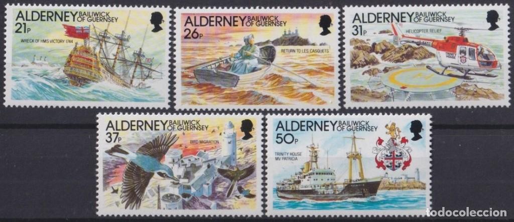 Briefmarken: F-EX64220 ALDERNEY UK ENGLAND MNH 1991 MERCHANT WRECK SHIP SAILBOATS LIGHTHOUSE.
