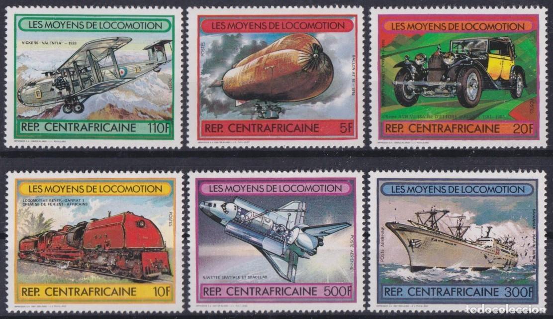 Briefmarken: F-EX63249 CENTRAL AFRICA MNH 1982 TRANSPORTS RAILROAD CAR SHIP AIRPLANE AVION.