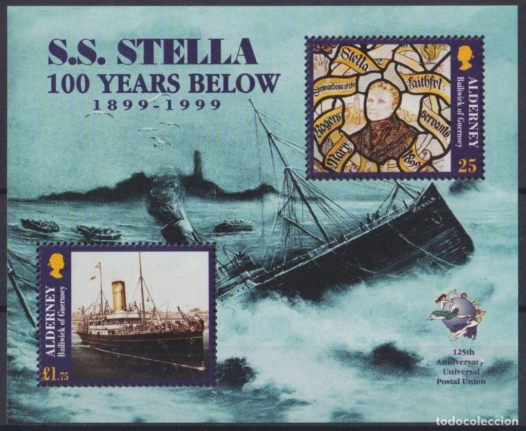 Briefmarken: F-EX63946 ALDERNEY ENGLAND UK MNH 1999 SS STELLA SHIP 1899-1999.