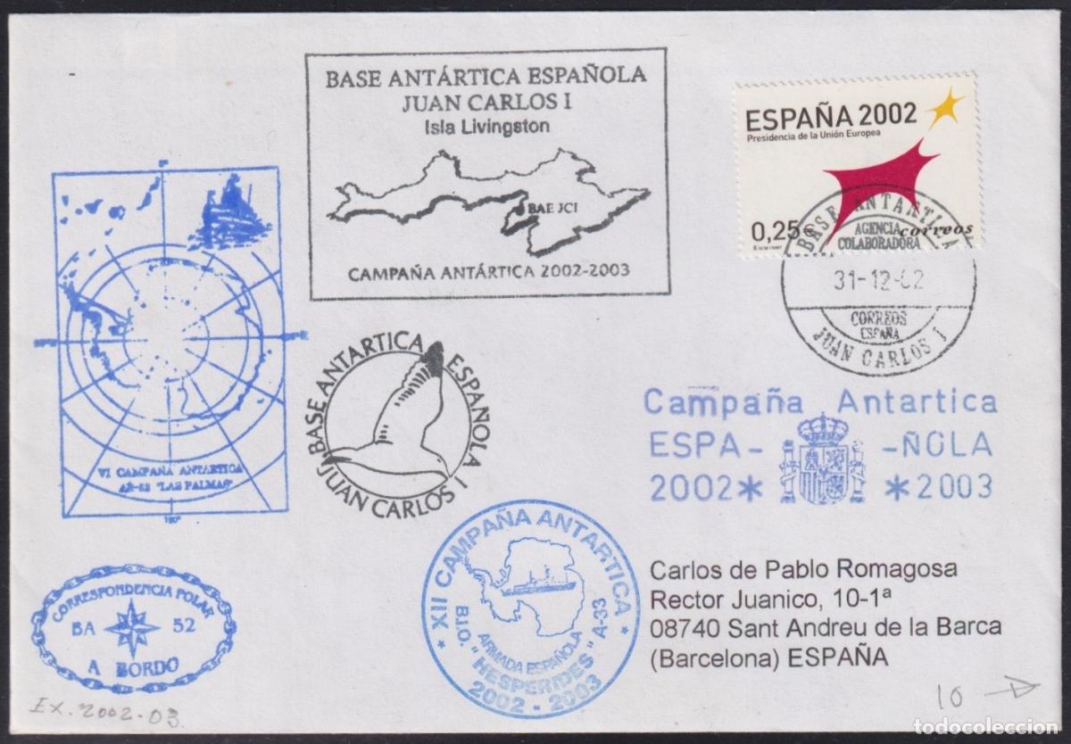 Sellos: F-EX63685 SPAIN POLAR ANTARCTIC 2002 JUAN CARLOS I STATION PAQUEBOT SHIP HESPERIDES.