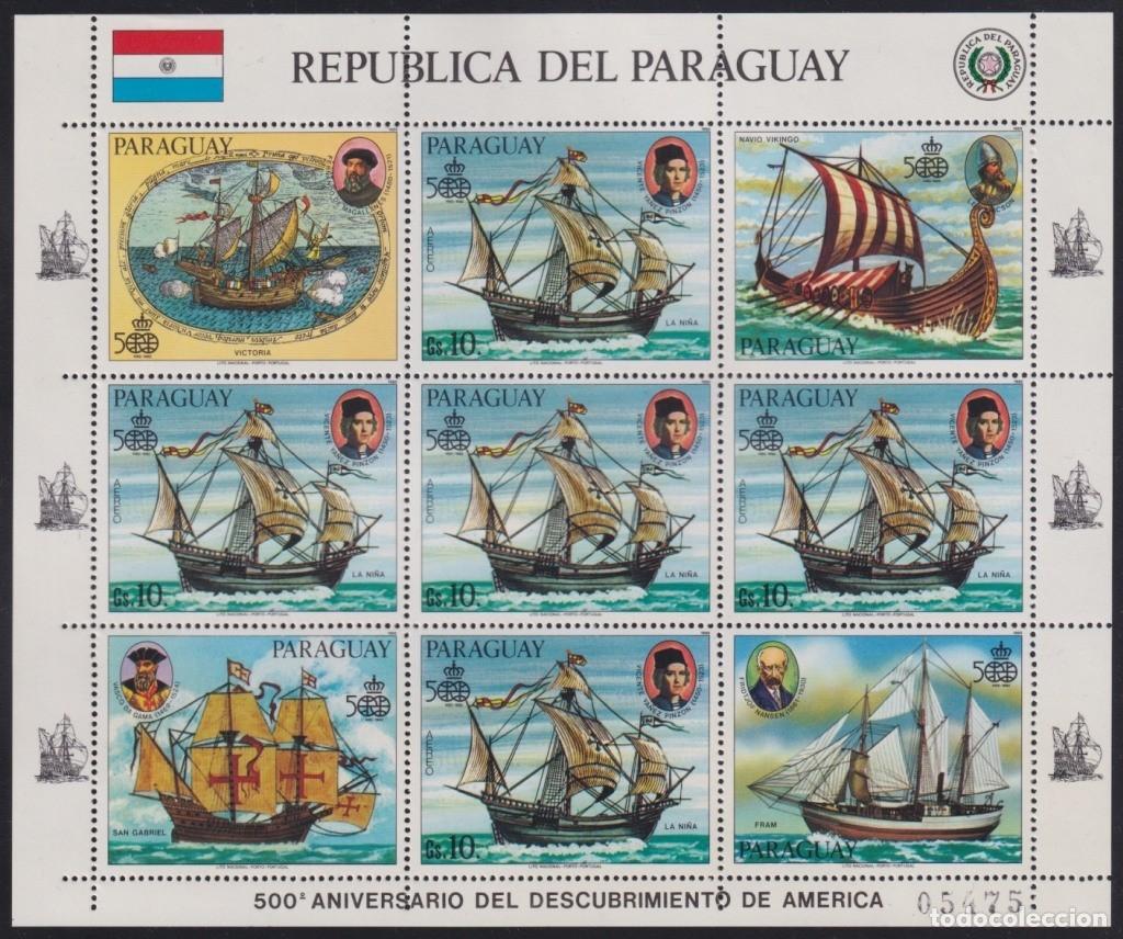 Sellos: F-EX65019 PARAGUAY MNH 1985 BARCO DE DESCUBRIMIENTO COLUMBUS MARCO POLO PINZON COOK.