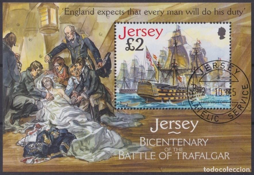 Sellos: F-EX61799 JERSEY UK ENGLAND 2005 USED TRAFALGAR BATTLE HMS VICTORIA SHIP.