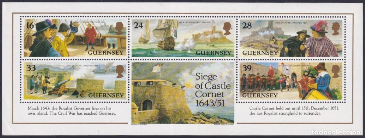 Sellos: F-EX59875 GUERNSEY UK ENGLAND 1993 MNH SIEGUE OF CORNET CASTLE SHIP.
