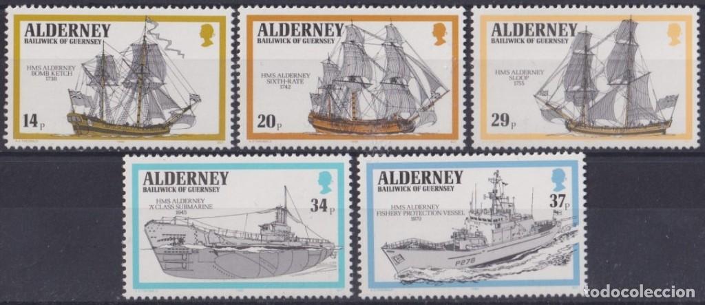 Sellos: F-EX64229 UK ENGLAND GUERNSEY ALDERNEY MNH 1990 SHIP SUBMARINE.