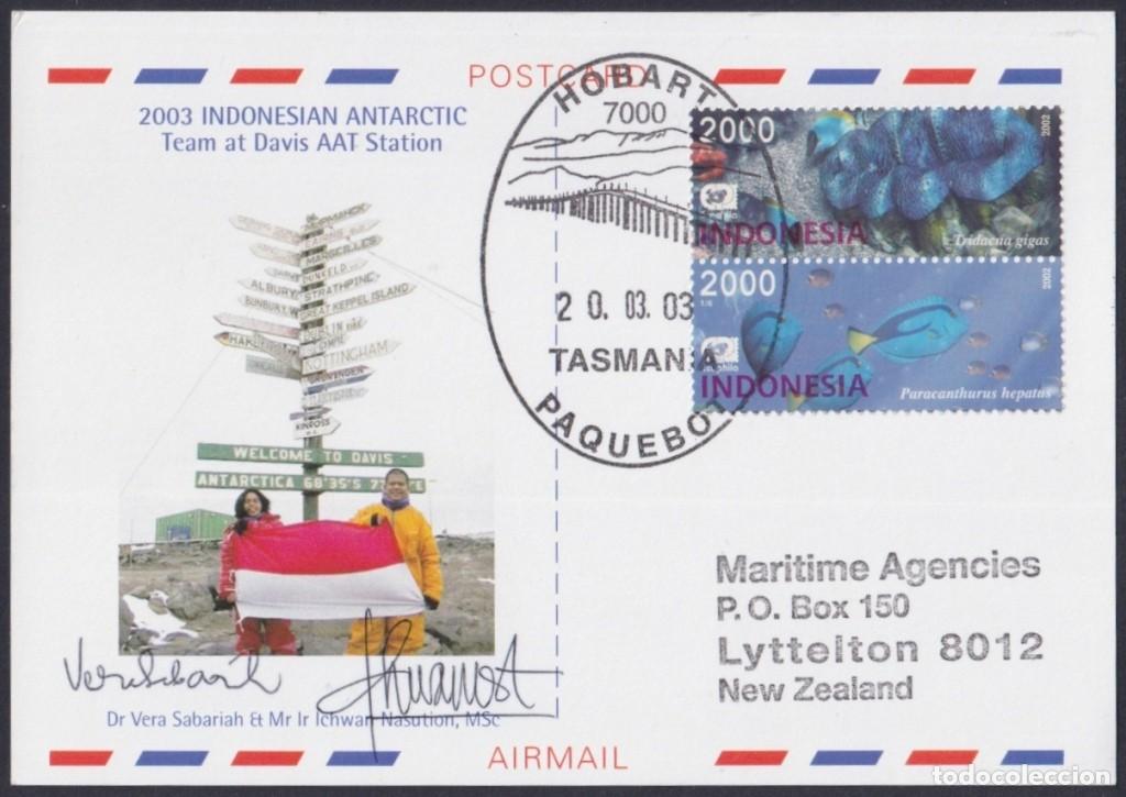 Sellos: F-EX64168 INDONESIA 2003 ANTARCTIC EXPEDITION STATION POSTCARD TASMANIA PAQUEBOT.