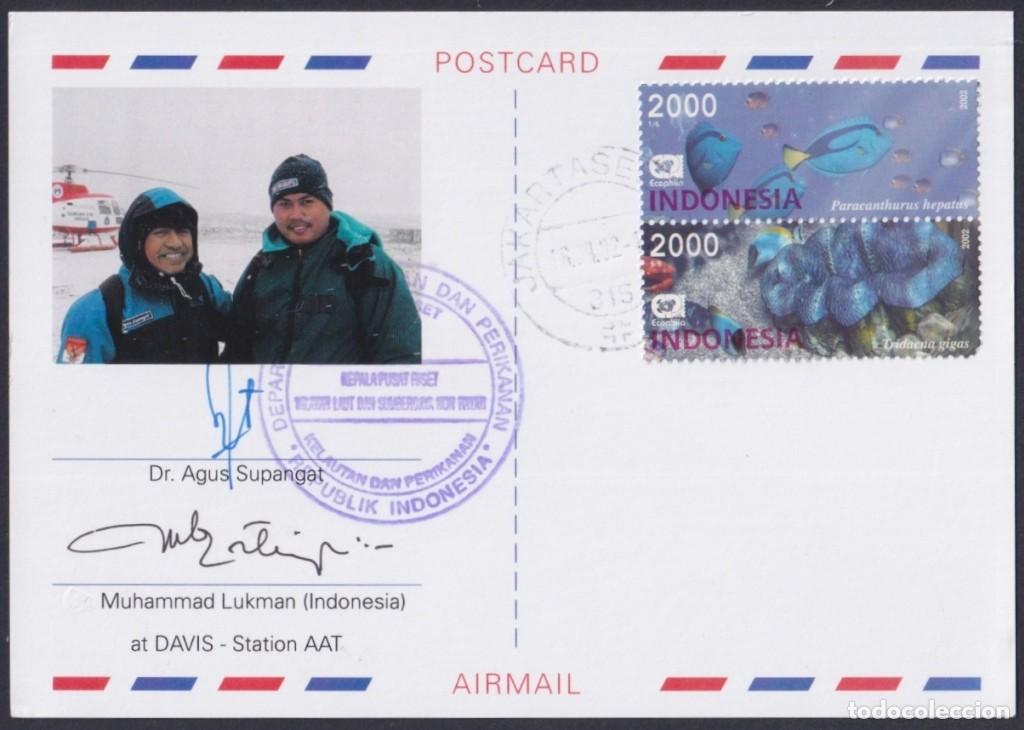 Sellos: F-EX64191 INDONESIA 2001 ANTARCTIC EXPEDITION STATION POSTCARD.