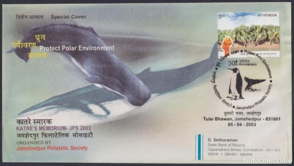 Sellos: F-EX64181 INDIA 2003 PROTECT POLAR ENVIRONMENT FDC. - Foto 1