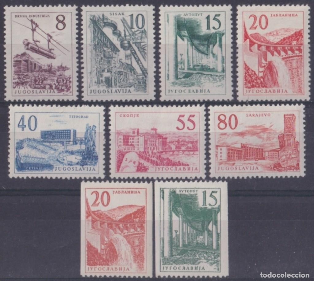 Sellos: F-EX64060 YUGOSLAVIA MH 1959 DEFINITIVE SET ARCHITECTURE RAILROAD SHIP BOAT.