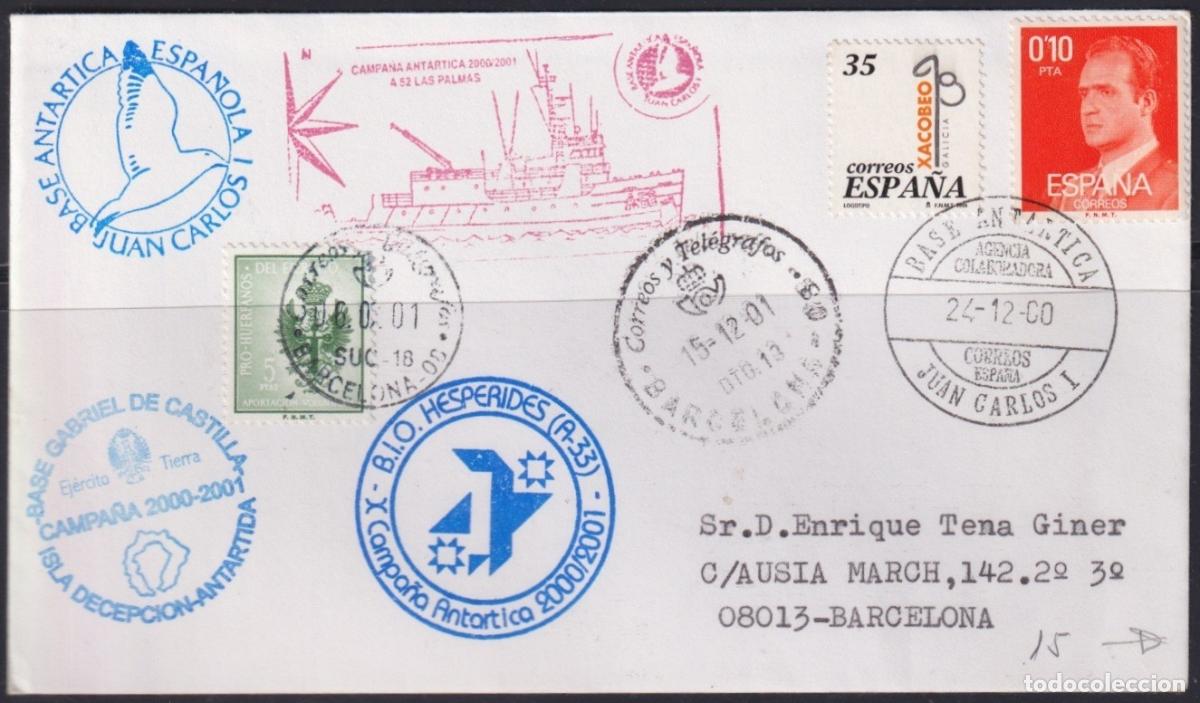 Sellos: F-EX63673 SPAIN POLAR ANTARCTIC 2001 GABRIEL DE CASTILLA STATION X CAMP LAS PALMAS SHIP.