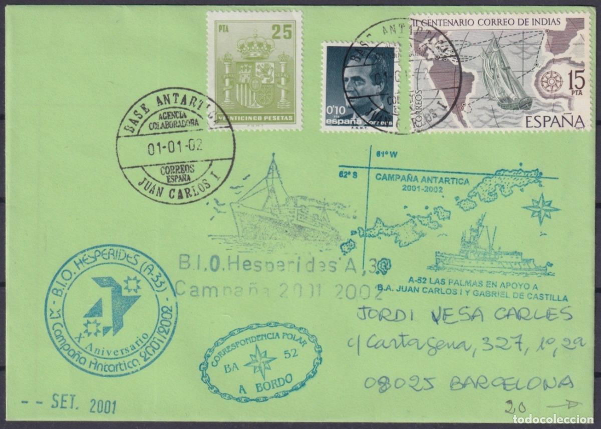 Sellos: F-EX63662 SPAIN POLAR ANTARCTIC 2002 JUAN CARLOS I STATION REVENUE STAMP SHIP HESPERIDES.