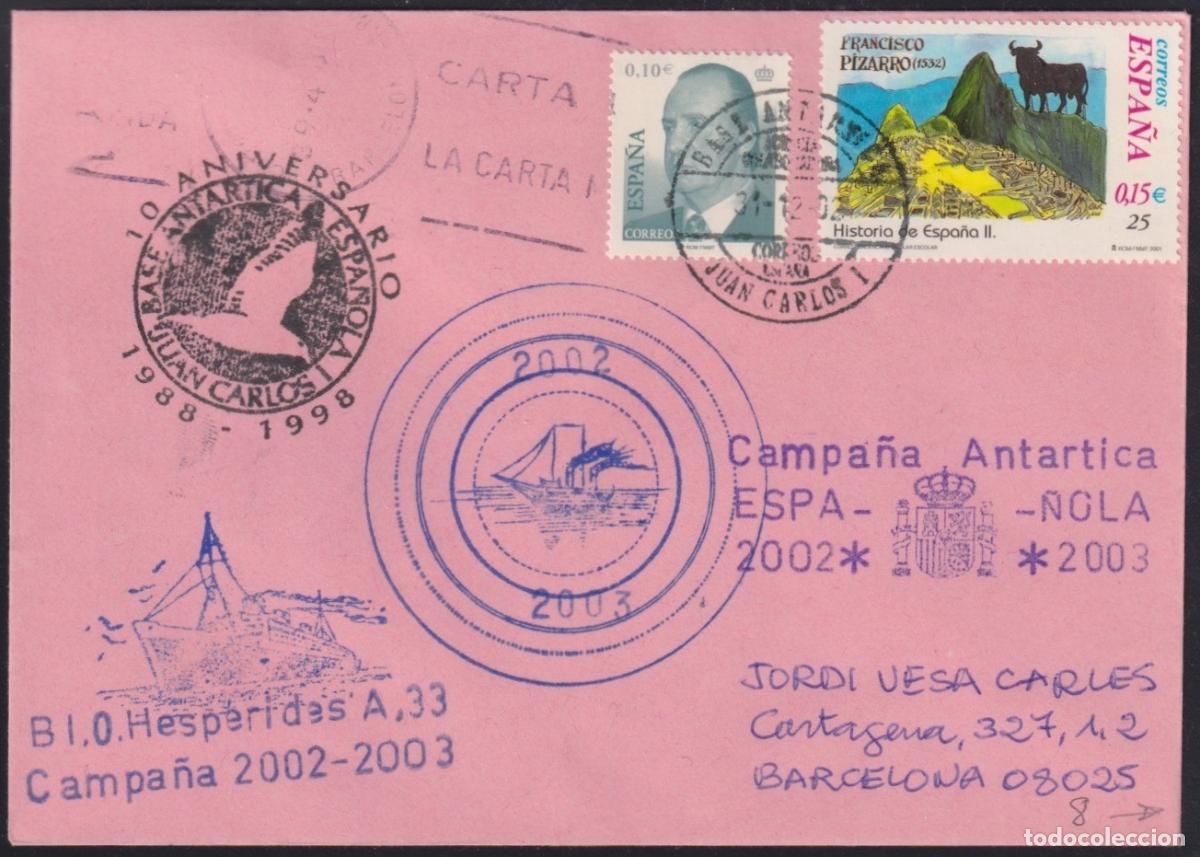 Sellos: F-EX63687 SPAIN POLAR ANTARCTIC 2002 JUAN CARLOS I STATION SHIP HESPERIDES.