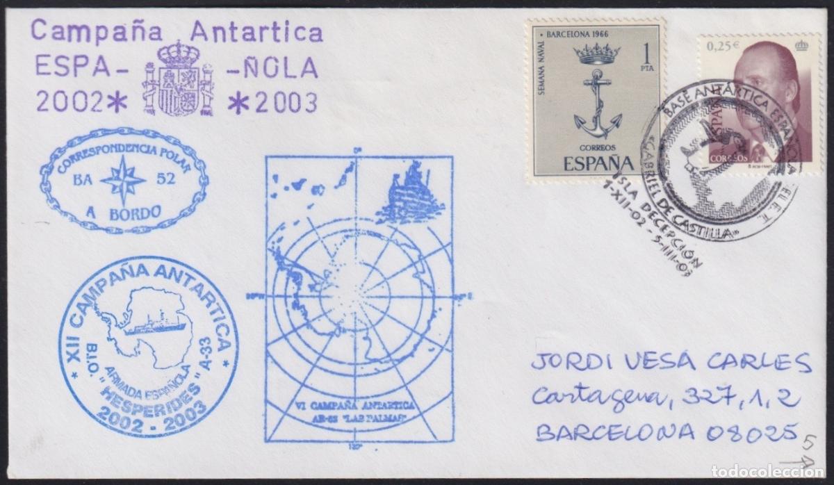 Sellos: F-EX64432 SPAIN POLAR ANTARCTIC 2002 GABRIEL DE CASTILLA STATION PAQUEBOT SHIP HESPERIDES.