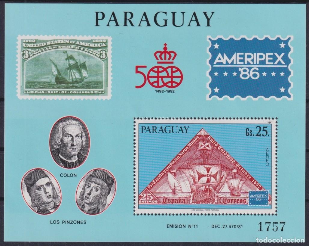 Sellos: F-EX64465 PARAGUAY MNH 1986 DISCOVERY OF AMERICA BARCOS SHIP COLUMBUS AMERIPEX.