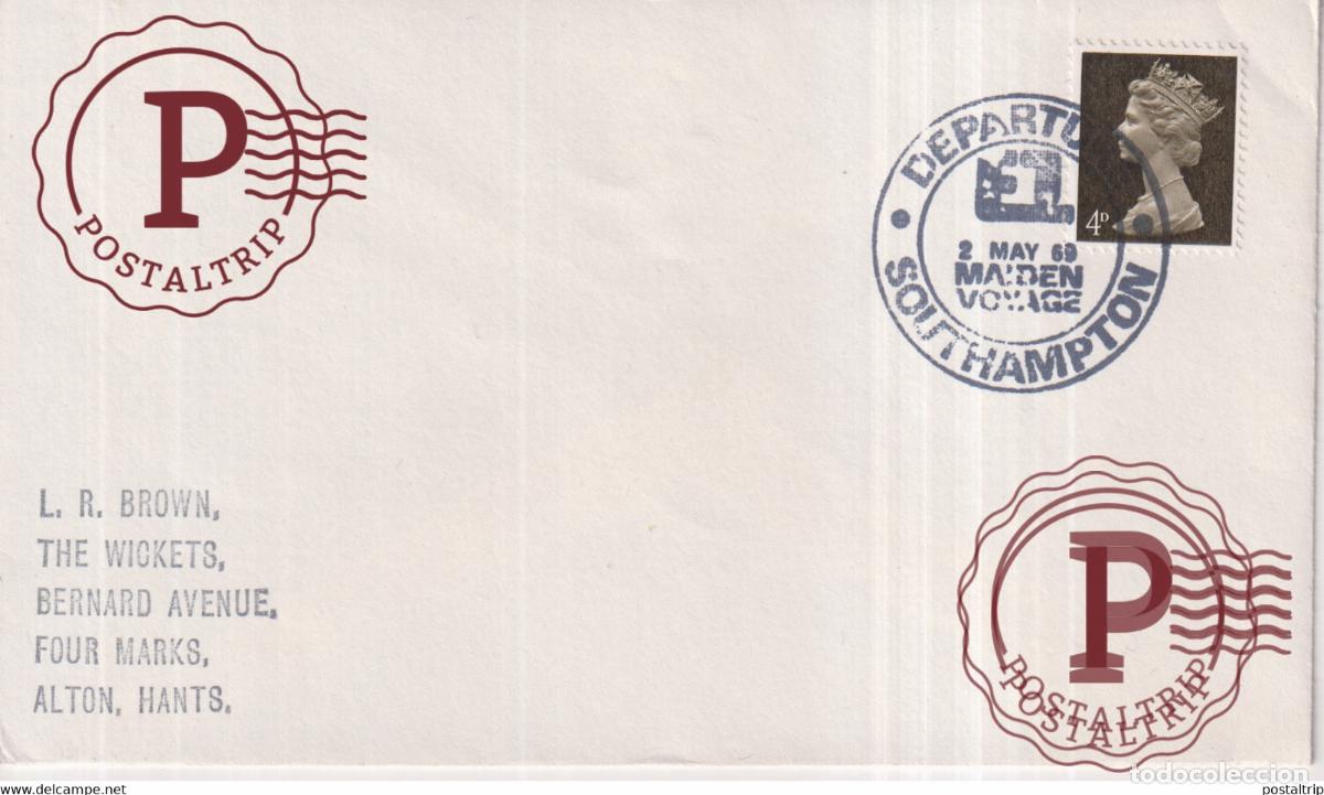 Briefmarken: SOUTHAMPTON - DEPARTURE MAIDEN VOYAGE 69 queen elizabeth +-15*9cm