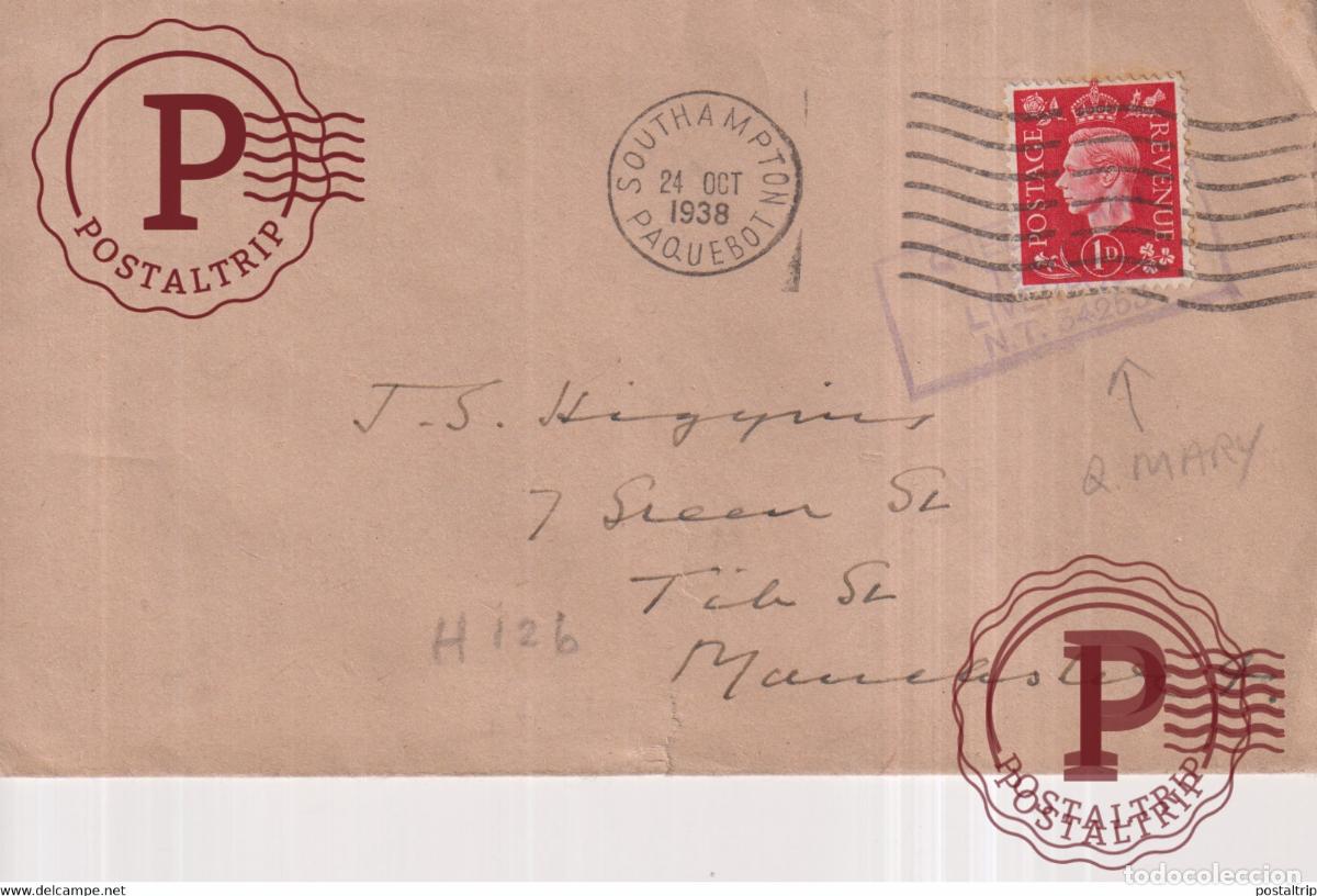 Sellos: RMS QUEEN MARY 1938 +-14*9.5cm