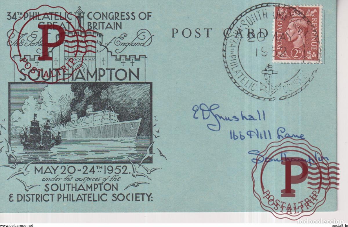 Sellos: 1952 philatelic congress of great britain SOUTHAMPTON 1954 +-14*9cm