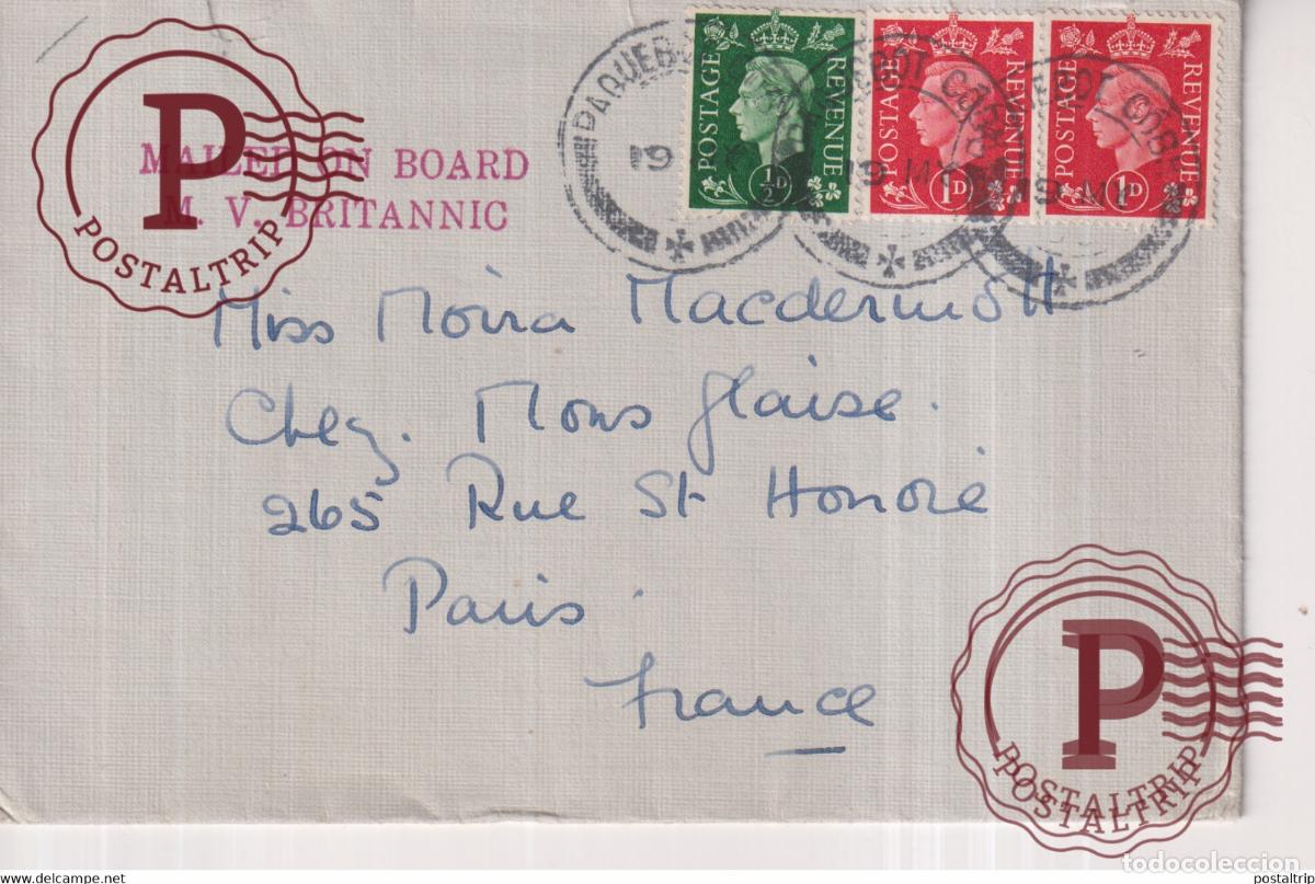 Sellos: MAILED ON BOARD BRITANNIC PAQUEBOT +-15*9cm - Foto 1