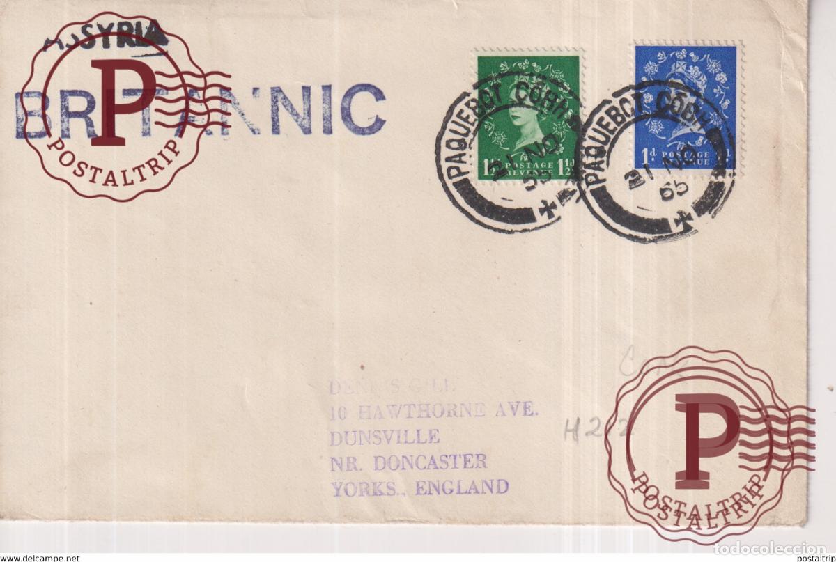 Sellos: MAILED ON BOARD BRITANNIC PAQUEBOT ASSYRIA +-15*9cm